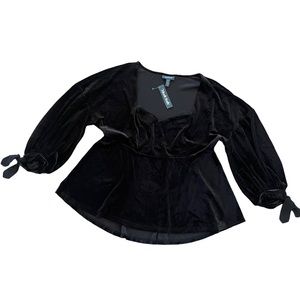 Modcloth Solid Black Velvet Top Sz 1X Mod Grunge